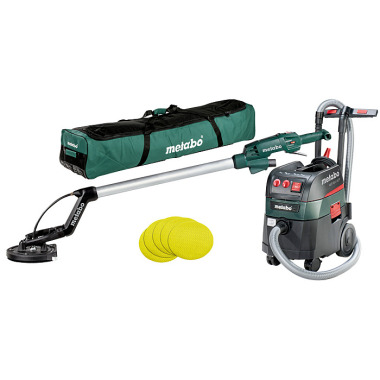 Metabo Langhalsschleifer LSV 5-225 + Allessauger ASR 35 L ACP Set (690885000) mit 25 Haftschleifblättern P 120 Werkzeugtasche