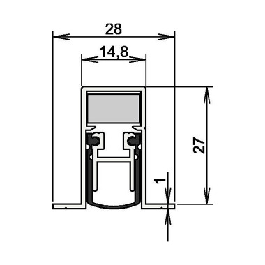 Türdichtung Schall-Ex® DUO L-15/28 OS 1-404 2-s.L.833mm Alu.silberf.HLT ATHMER 1-404-0835