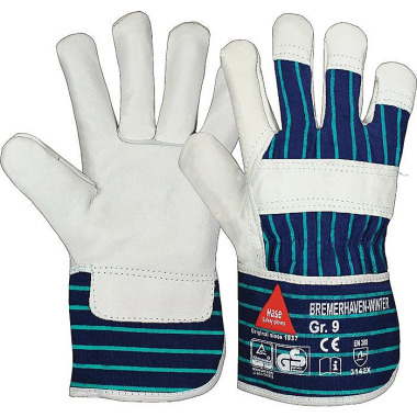 Handschuhe Bremerhaven Winter Gr.10 natur/blau EN 388 PSA II HASE 292100-10