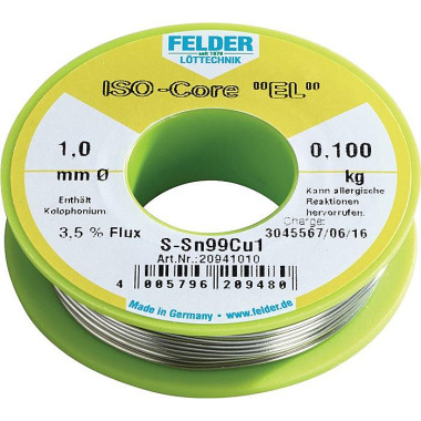 Lötdraht ISO-Core® EL 1mm 100g S-Sn99Cu1 FELDER 20941010