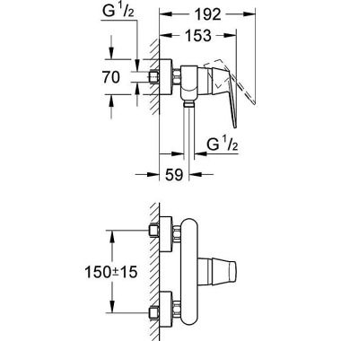 Grohe Einhand-Brausebatte rie EUROSMART C 1/2" chr 32837000