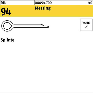 Splinte DIN 94/ISO 1234 6 ,3x 63 Messing 50 Stück 000947000063063