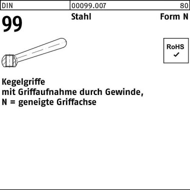 Kegelgriff DIN 99 N 50 M6 Stahl geneigte Griffachs e 10 Stück 000990070500000