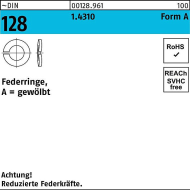 Federring DIN 128 A 8 1.4 310 100 Stück 001289619080000