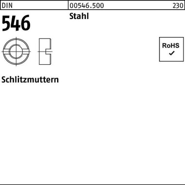 Schlitzmutter DIN 546 M6 Stahl 100 Stück 005465009060000