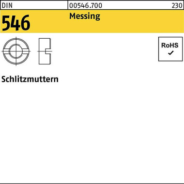 Schlitzmutter DIN 546 M3 Messing 100 Stück 005467000030000