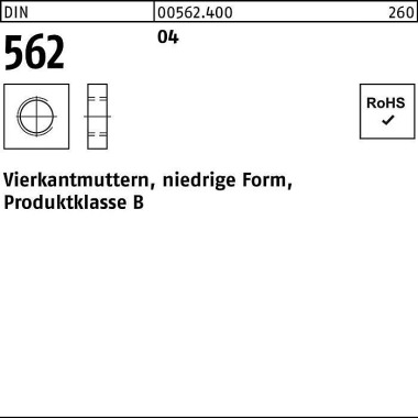 Vierkantmutter DIN 562 ni edrige FormM3 Automatenst ahl 100 Stück 005624009030000