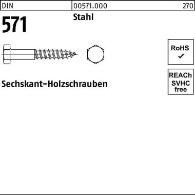 Sechskantholzschraube DIN 571 10x 70 Stahl 100 Stü ck 005710000100070