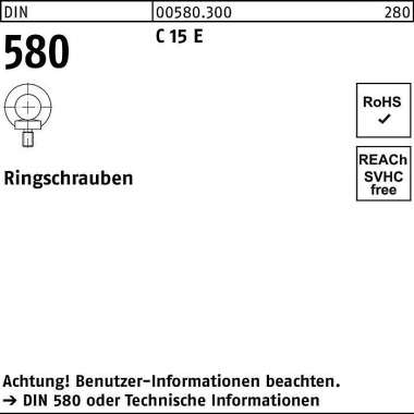 Ringschraube DIN 580 M6 C 15 E 25 Stück 005803000060000