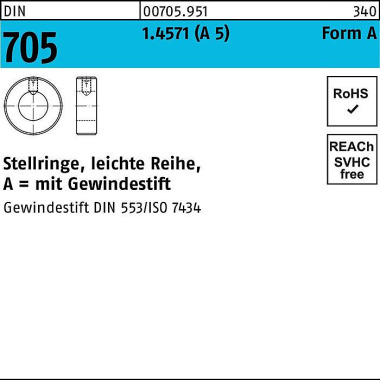 Stellring DIN 705 Gewinde stift A 15x 25x 12 A 5 le ichte Reihe 10Stück 007059510150000