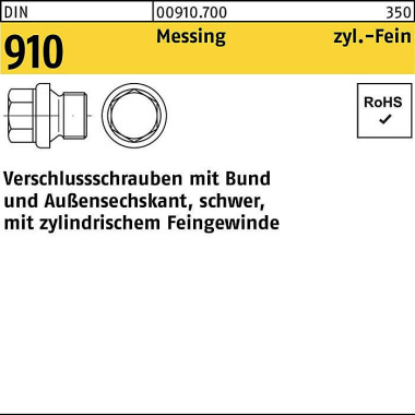 Verschlußschraube DIN 910 Bund/Außen-6-kt M18x 1,5 Messing 25 Stück 009107000180150