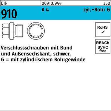 Verschlußschraube DIN 910 Bund/Außen-6-kt G 1 1/4 A A 4 1 Stück 009109441250000