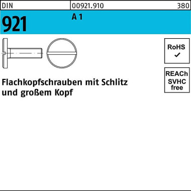 Flachkopfschraube DIN 921 Schlitz M3x 8 A 1 100 St ück 009219100030008