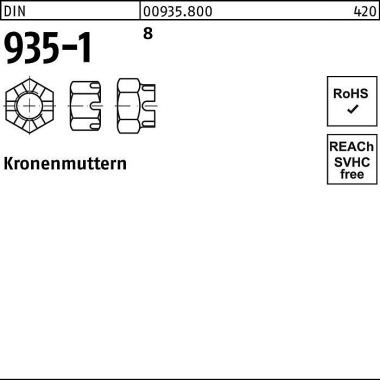 Kronenmutter DIN 935-1 M3 6 8 1 Stück 009358000360000