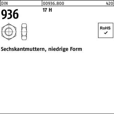 Sechskantmutter DIN 936 M 24 17 H 50 Stück 009368000240000