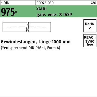 Gewindestange DIN 975 M20 x 1000mm Stahl galv.verz. 8 DiSP 1 Stück 009750300200000