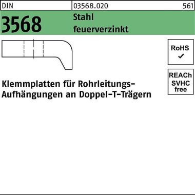 Klemmplatte DIN 3568 60/1 6 - M16 Stahl feuerverz. 1 Stück 035680200600016