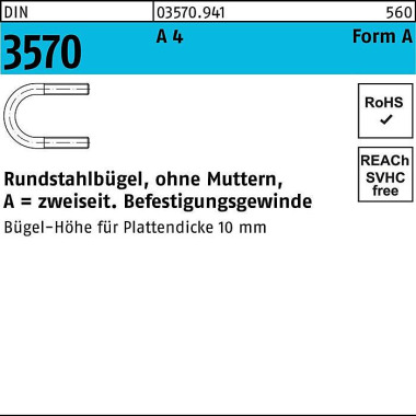 Rundstahlbügel DIN 3570 o .Mutter A 64/NW 50 A 4 1 Stück 035709410640000