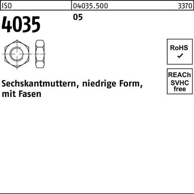 Sechskantmutter ISO 4035 niedrig Fasen M22 5 50 St ück 040355000220000