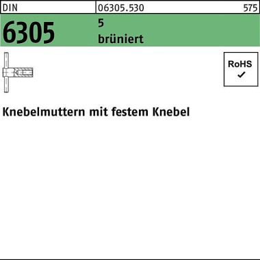 Knebelmutter DIN 6305 fes tem Knebel M20 5 brüniert 1 Stück 063055300200000