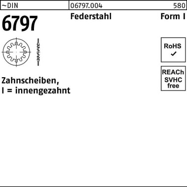 Zahnscheibe DIN 6797 Form I innengezahnt I 4,3 Fede rstahl 500 Stück 067970049043000