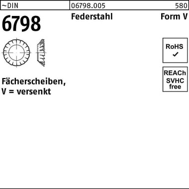 Fächerscheibe DIN 6798 Fo rmV versenkt V 3,2 Feders tahl 5000 Stück 067980050032000