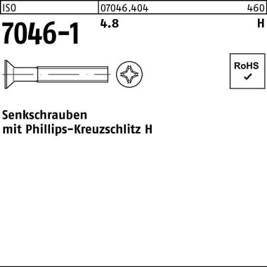 Senkschraube ISO 7046-1 P H M5x 25-H 4.8 1000 Stück 070464040050025