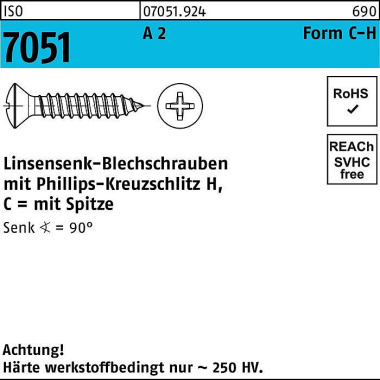 Blechschraube ISO 7051 LI SEKO Spitze/PH 3,5x 13 -C -H A 2 1000St. 070519240035013