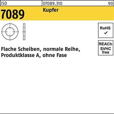 Unterlegscheibe ISO 7089 o.Fase 6 Kupfer 100 Stück 070893100060000