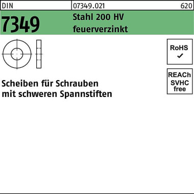 Scheibe DIN 7349 8,4x21x 4 Stahl 200HV feuerverz. 100 Stück 073490210084000