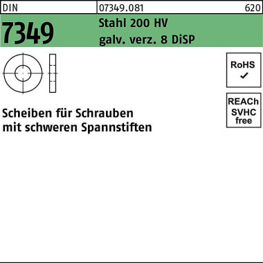 Scheibe DIN 7349 10,5x25x 4 Stahl 200HV galv.verz. 8 DiSP 500 Stück 073490810105000