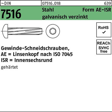 Gewindeschneidschraube DI N 7516 LIKO ISR AE M5x16- T25 Stahl galv.verz. 1000 St. 075160180050016