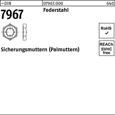 Sicherungsmutter DIN 7967 M36 Federstahl 25 Stück 079670000360000