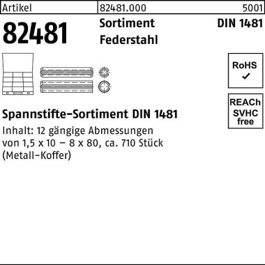 Spannstiftsortiment DIN 1 481 710tlg. Federstahl 1 Stück 824810000000000