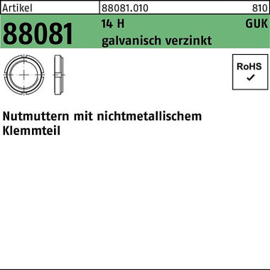 Nutmutter R 88081 Klemmte il GUK 8/M 40x1,5 14 H ga lv.verz. 10 Stück 880810100080000