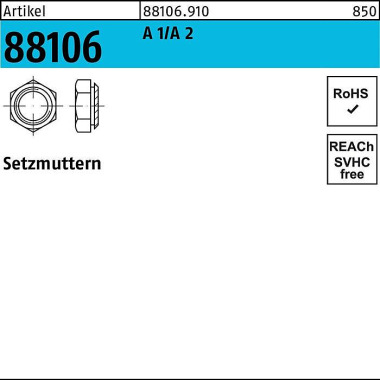 Setzmutter R 88106 M6/0,9 A 1/A 2 100 Stück 881069100060000