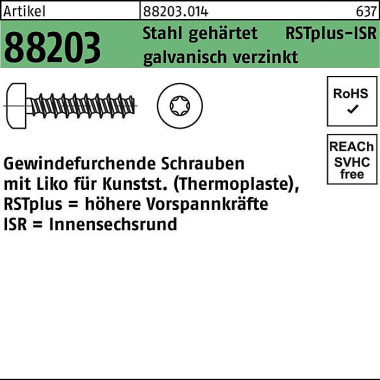 Gewindefurchendeschraube R 88203 Liko ISR 3,5x10-T 15 Stahl geh.galv.verz. 5 00St. 882030140035010