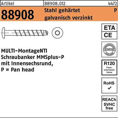 Schraubanker R 88908 MMSp lus-P 7,5x60/5/25 T30 Sta hl galv.verz. 50St. HECO 889080120075060