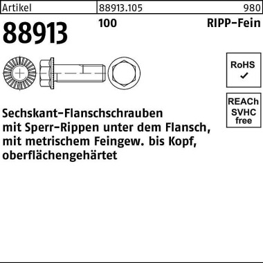 Sechskantflanschschraube R 88913 Sperr-Ripp VG M14 x 1,5x 60 100 50 Stück 889131050141060