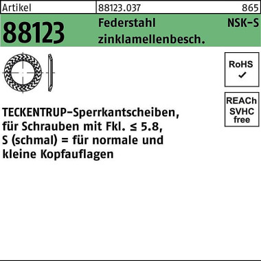 Sperrkantscheibe R 88123 NSK-S 4 Federstahl zinkla mellenb. 1000St. TECKENTR UP 881230370040000