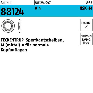 Sperrkantscheibe R 88124 NSK-M 8 A 4 1000 Stück TE CKENTRUP 881249470080000