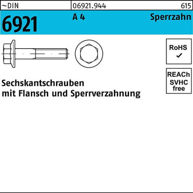 Sechskantschraube DIN 692 1 Flansch M6x 25 A 4 Sper rzahnung 200 Stück 069219440060025