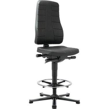 Arbeitsdrehstuhl All-In-One Highline Bodengleiter+Fußring Integralschaum schwarz 9641-2000