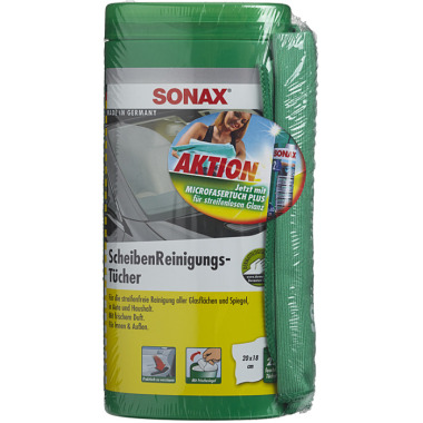 Sonax ScheibenReinigungsTücher Box 75 ml mit MicrofaserTuch 04120410