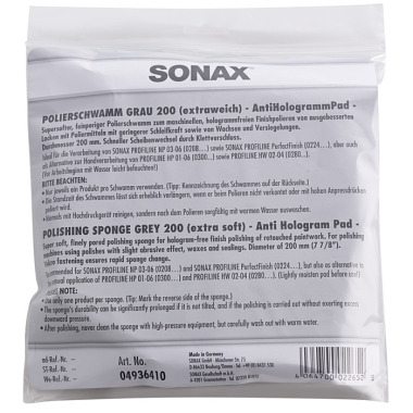 Sonax PolierSchwamm grau 200 (extraweich) - AntiHologrammPad- 04936410