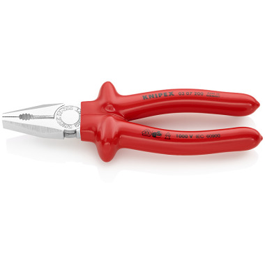 Knipex Combination Pliers chrome plated with dipped insulation, VDE-tested 200mm 03 07 200