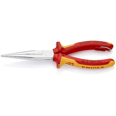 Knipex Flachrundzange mit Schneide (Storchschnabelzange) mit Befestigungsöse 26 16 200 T BK