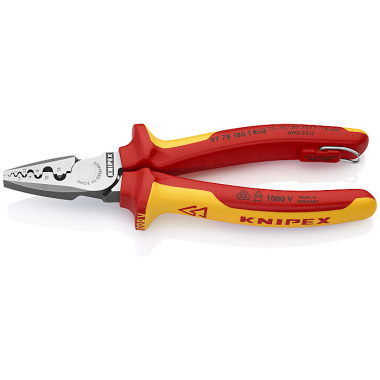 Knipex Crimpzange für Aderendhülsen 180 mm isoliert mit Mehrkomponenten-Hüllen, VDE-geprüft 97 78 180 T BK