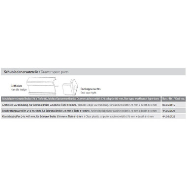 LOKOMA ALUMINIUMSGREBSLISTE 502 LANG, TIL N-KW OG RS 576 00.05.0115