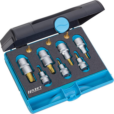 HAZET Værktøjssæt TORX® - firkantet hul 6,3 mm (1/4 tomme), firkantet hul 10 mm (3/8 tomme), firkantet hul 12,5 mm (1/2 tomme) - indvendig TORX® profil - antal værktøjer: 10 1557/10